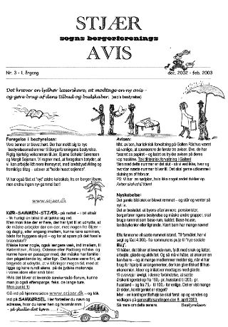 Forsiden af Stjær Sogns Borgerforenings Avis - Nr. 3, 1. Årgang