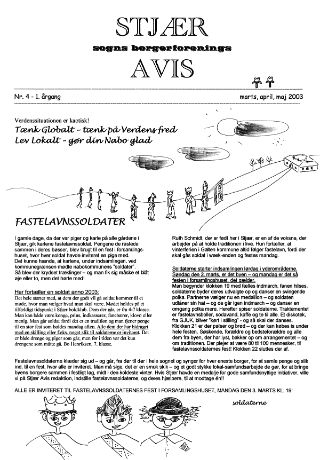 Forsiden af Stjær Sogns Borgerforenings Avis - Nr. 4, 1. Årgang